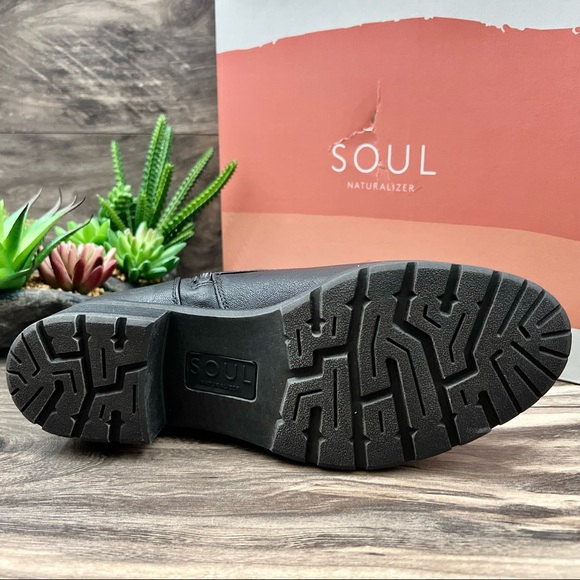 NIB Soul Naturalizer Quartz Black Leather Lace Up Zip Ankle Combat Boots 8M - Picture 10 of 12